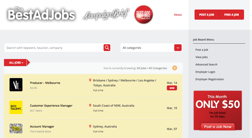 This week’s best ad jobs @ TheBestAdJobs.com – the site for employers to connect with job seekers in NZ, OZ, Asia, worldwide – only $50 per listing