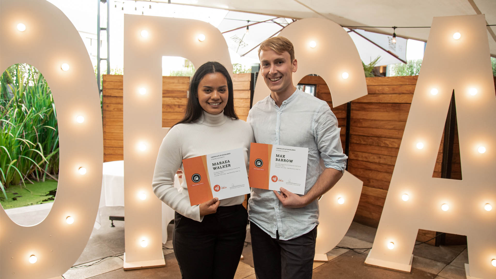 Media Design School’s Maraea Walker and Max Barrow named winners of TRB Student ORCA