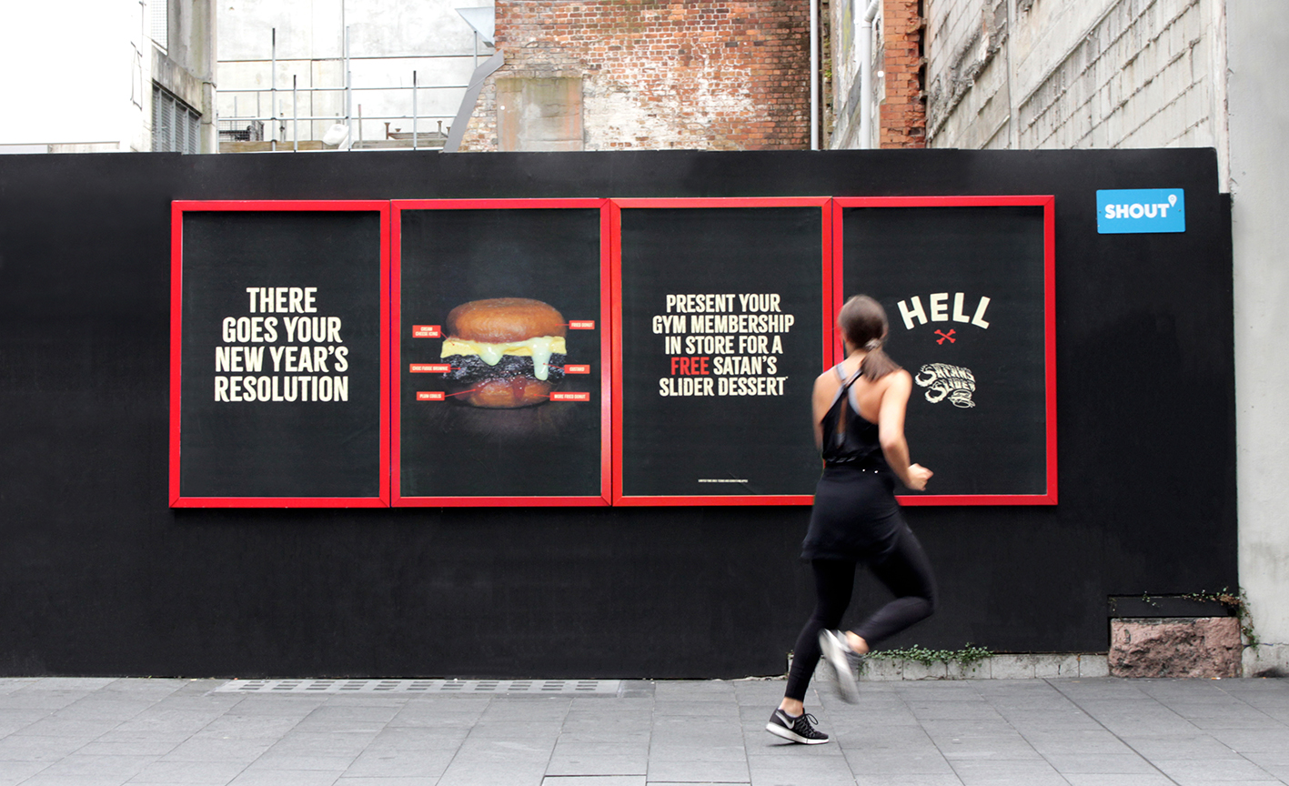Hell stalks the weak-willed with Satan’s Slider dessert burger in new OOH work via BC&F Dentsu