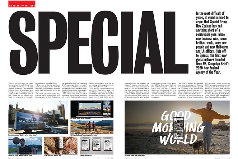 Boldness pays dividends: Special Group crowned Campaign Brief New Zealand Agency of the Year