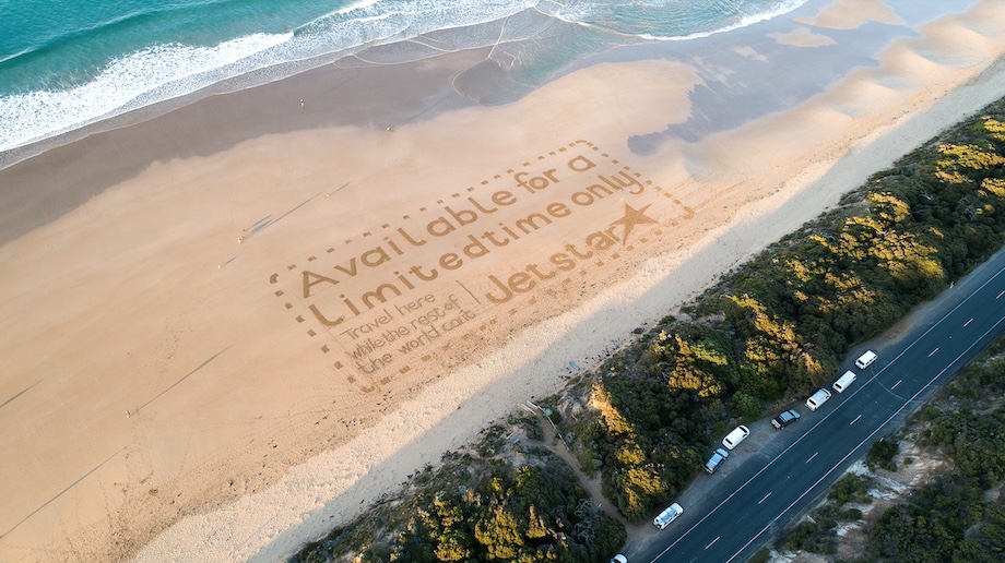 New campaign via Thinkerbell shows giant Jetstar coupons in some of Australia and New Zealand’s favourite travel spots