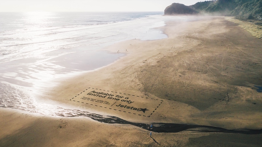 New campaign via Thinkerbell shows giant Jetstar coupons in some of Australia and New Zealand’s favourite travel spots