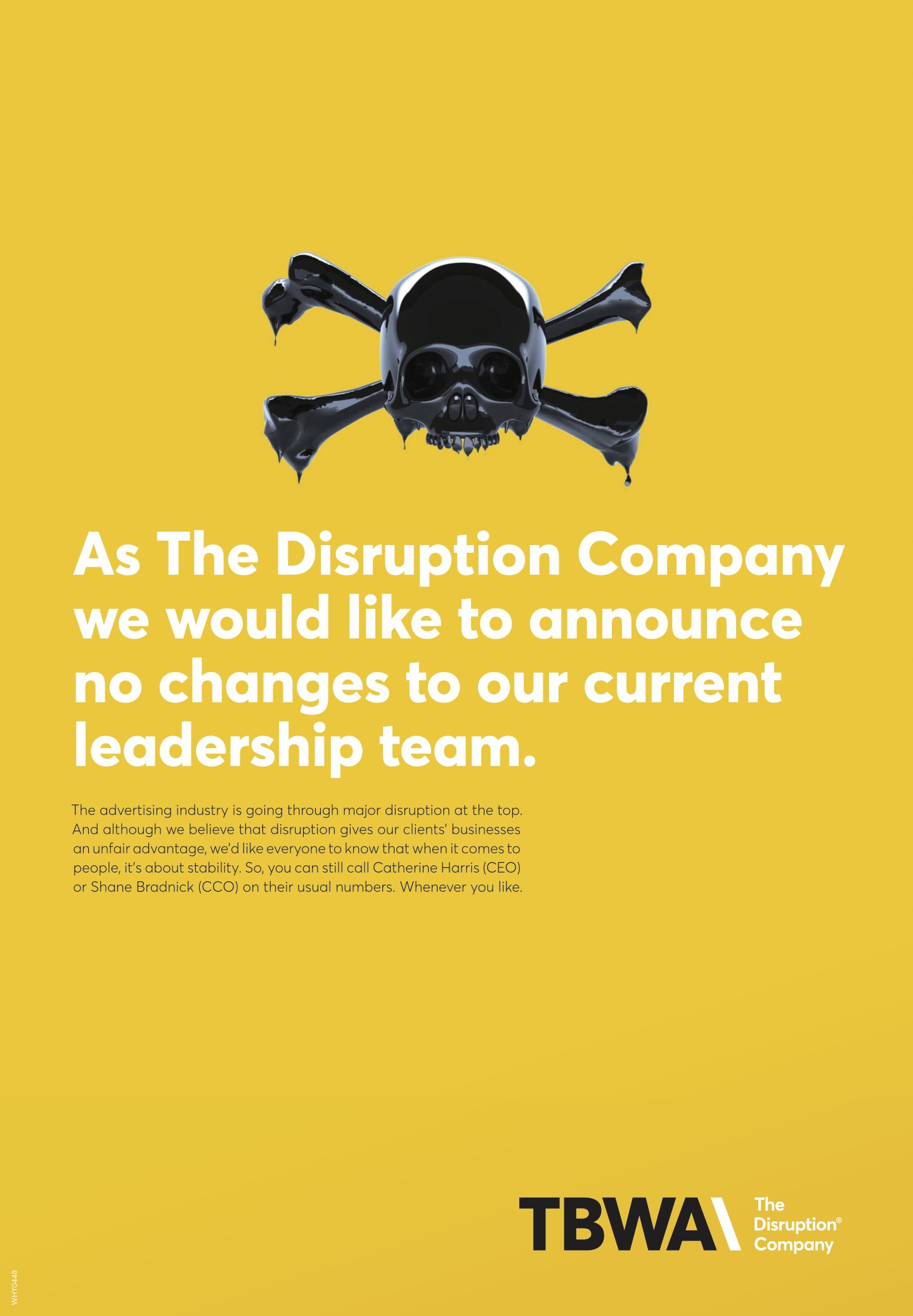 TBWA\NZ would like to announce no changes to its leadership in playful ad in the NZ Herald