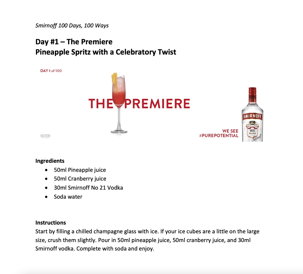 Smirnoff demonstrates Pure Potential in every day in ‘100 Days, 100 Ways’ campaign via Special
