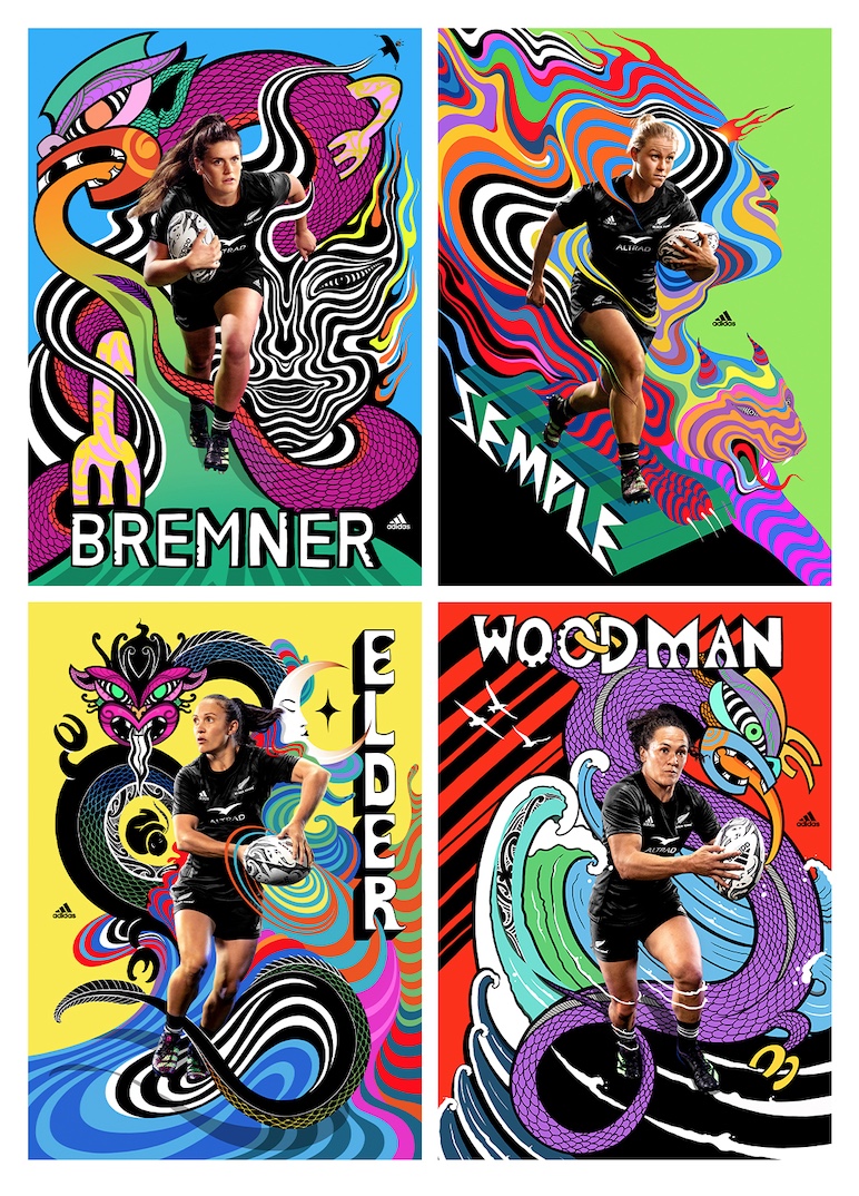 Black Ferns iconised in new campaign from adidas for Rugby World Cup via Augusto