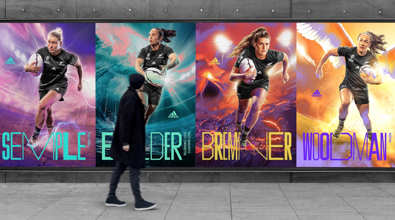 Black Ferns iconised in new campaign from adidas for Rugby World Cup via Augusto