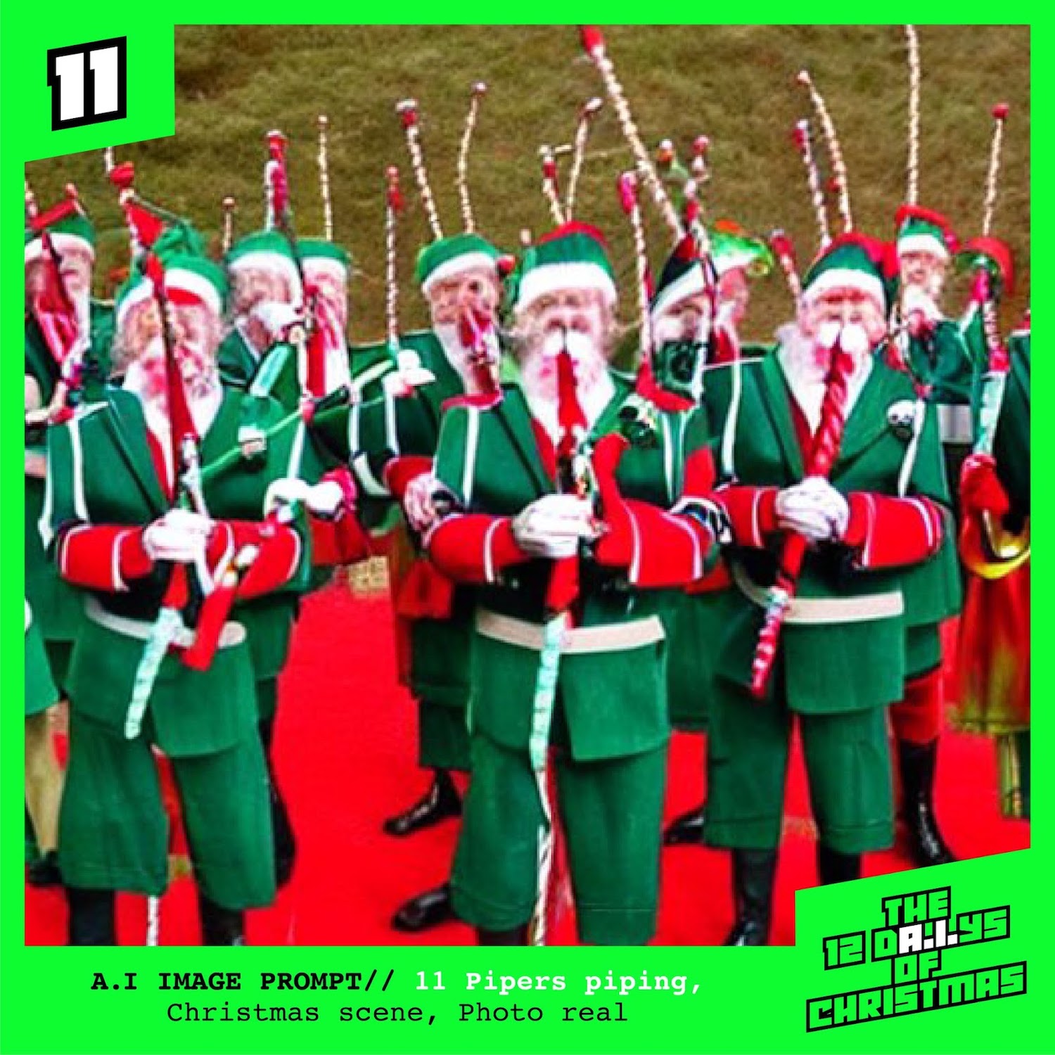 Forever Beta creates a nightmarish 12 d.A.I.ys of Christmas holiday cards, highlighting the shortcomings of A.I