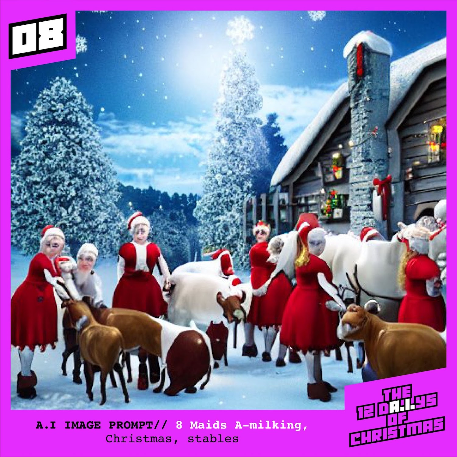 Forever Beta creates a nightmarish 12 d.A.I.ys of Christmas holiday cards, highlighting the shortcomings of A.I