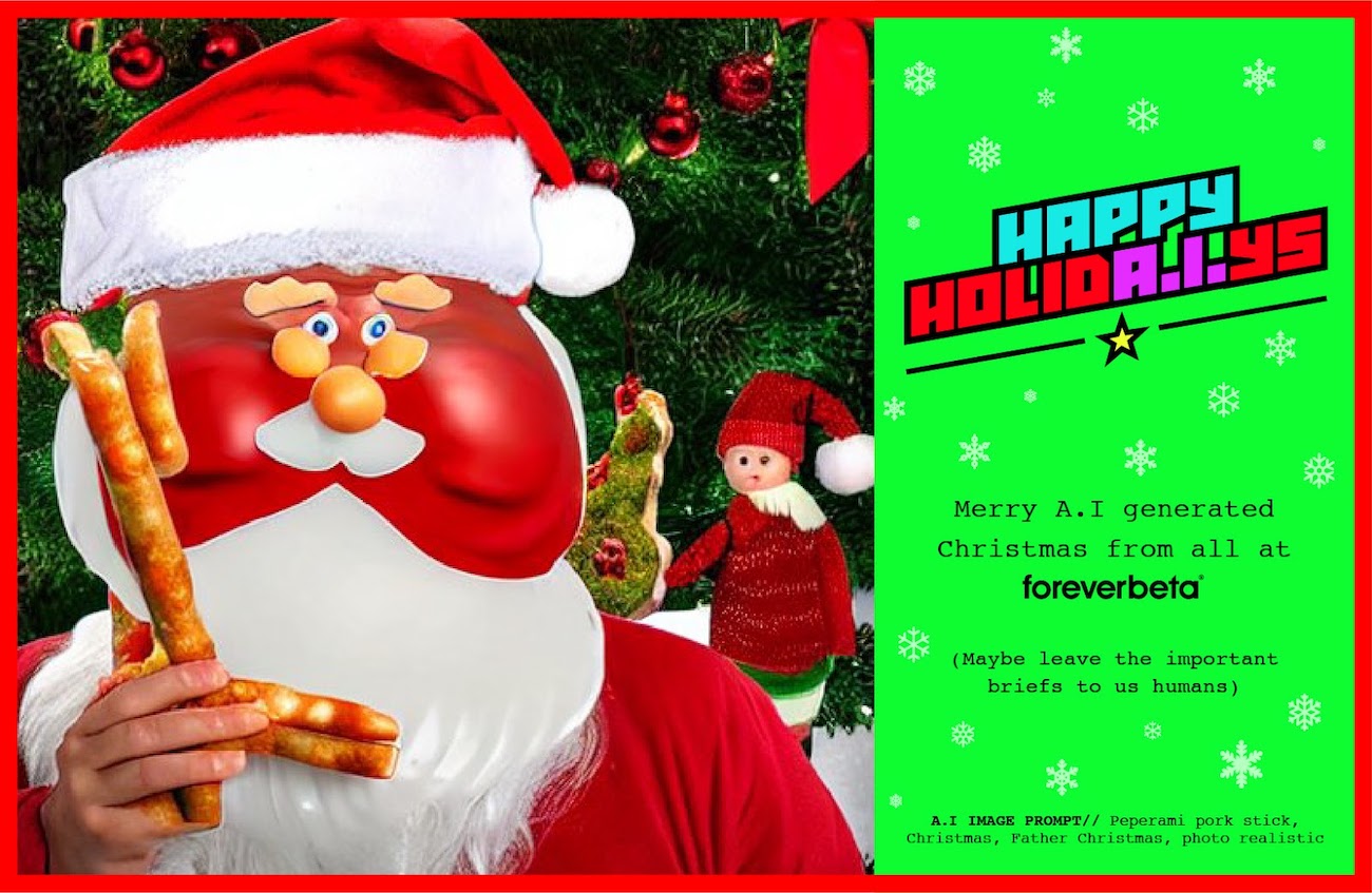 Forever Beta creates a nightmarish 12 d.A.I.ys of Christmas holiday cards, highlighting the shortcomings of A.I