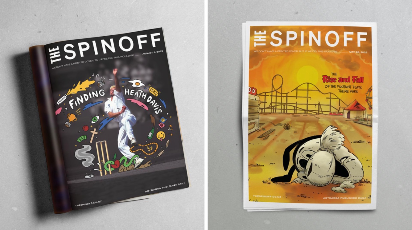 The Spinoff creates the covers it would’ve had (if it had a printed cover) in new work via Daylight