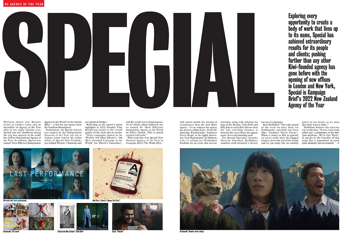 Pushing further than any other Kiwi-founded agency has gone before: Why Special is Campaign Brief’s 2022 New Zealand Agency of the Year