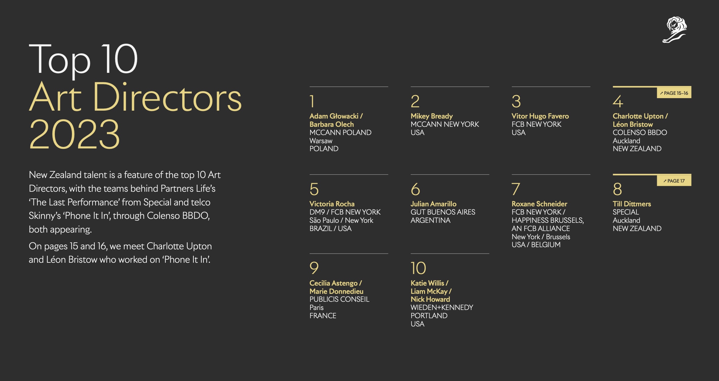 Kiwi creatives break into the Cannes Lions Top 10 rankings for 2023