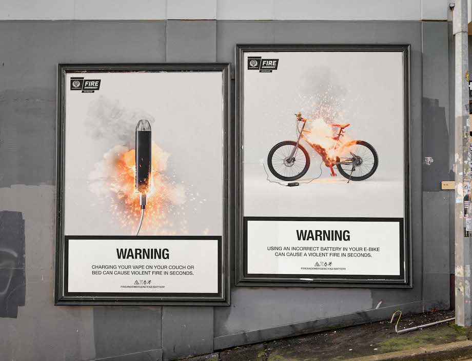 Fire and Emergency NZ raises awareness of Lithium-Ion battery fires in new ‘Warning Labels’ campaign via Motion Sickness and MBM