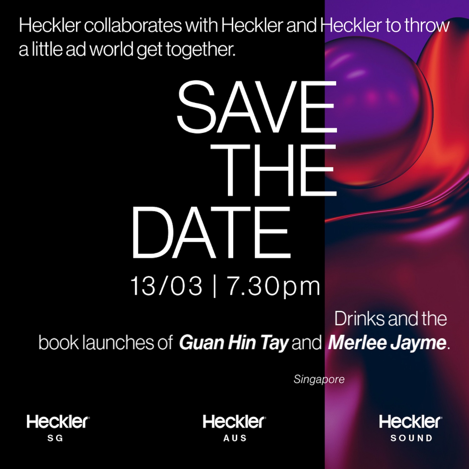 Grab a rooftop drink with the Hecklers in Singapore tonight Wed, March 13 at 7:30pm