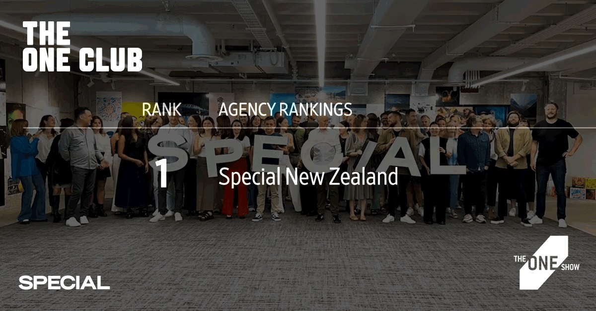 Special ranked #1 NZ Agency at One Show 2024