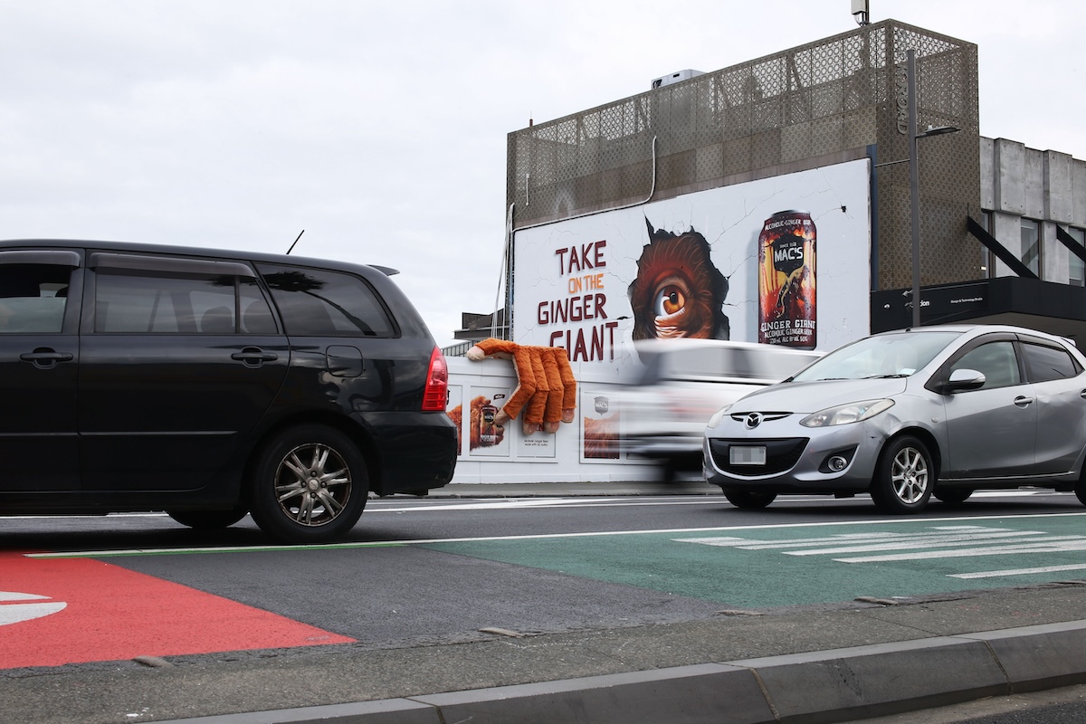 Phantom Billstickers unveils gigantic Ginger Giant OOH campaign for Mac’s on Karangahape Rd