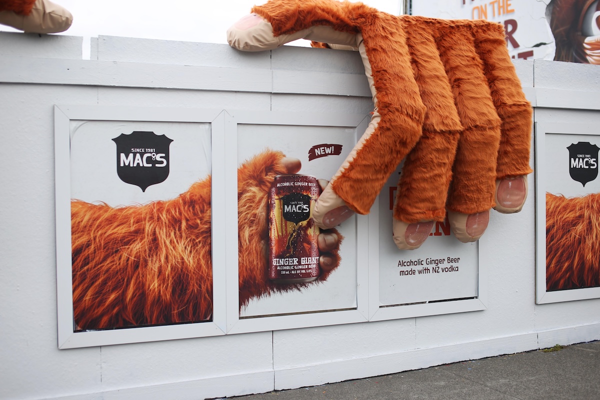 Phantom Billstickers unveils gigantic Ginger Giant OOH campaign for Mac’s on Karangahape Rd