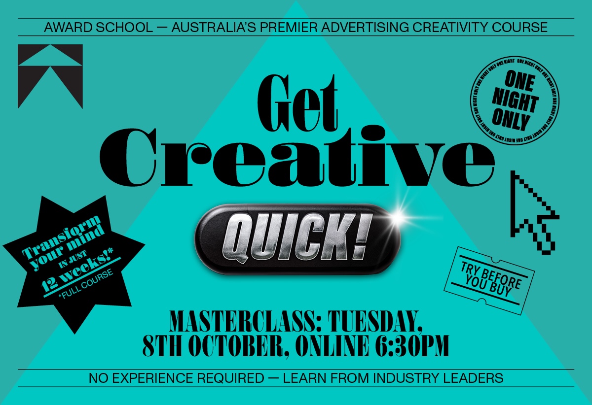 AWARD School to host free ‘Get Creative Quick’ masterclass: Tues 8 Oct, 8:30pm-9:30pm via Zoom