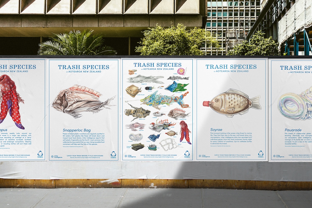 Sustainable Coastlines re-creates iconic Kiwi poster revealing new species lurking in our ocean in new campaign via Augusto