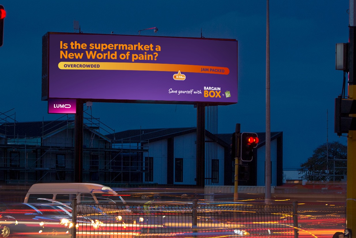 Bargain Box urges Kiwis to skip the supermarket chaos in new ‘Crowdometer’ campaign via Yarn