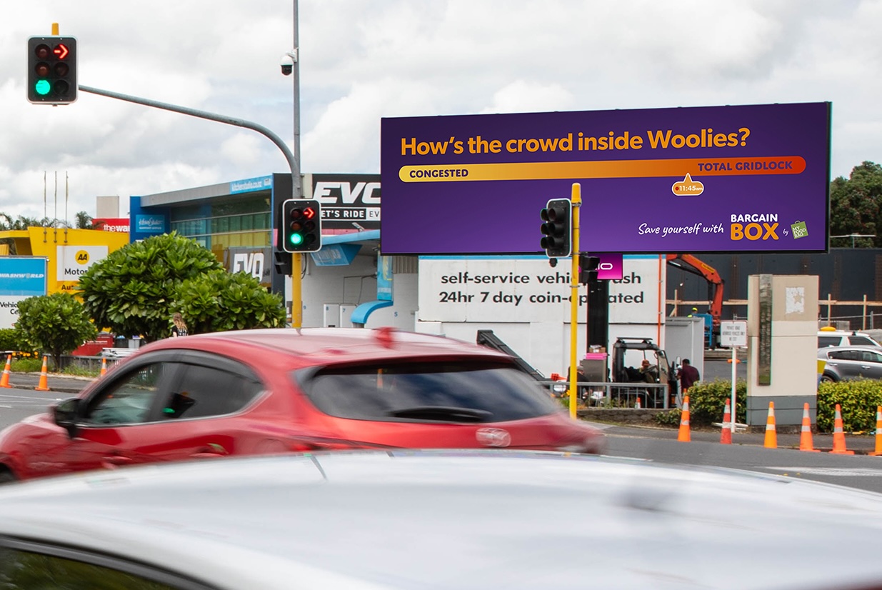 Bargain Box urges Kiwis to skip the supermarket chaos in new ‘Crowdometer’ campaign via Yarn