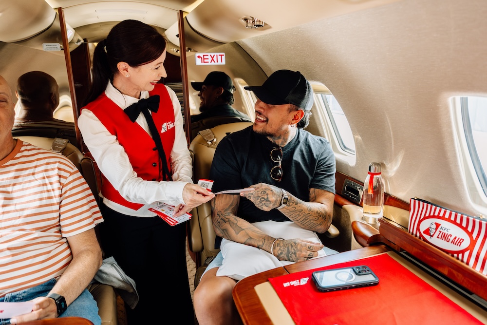 Kiwis take flight on KFC’s first Zing Air flight via Special PR, Stanley St, PHD, Drum and Culture