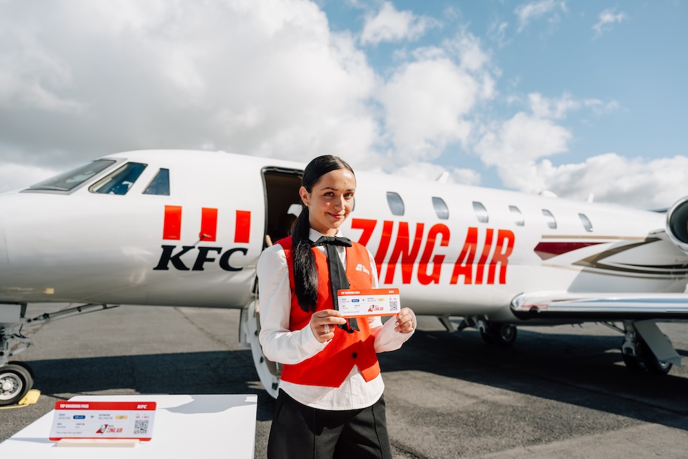 Kiwis take flight on KFC’s first Zing Air flight via Special PR, Stanley St, PHD, Drum and Culture
