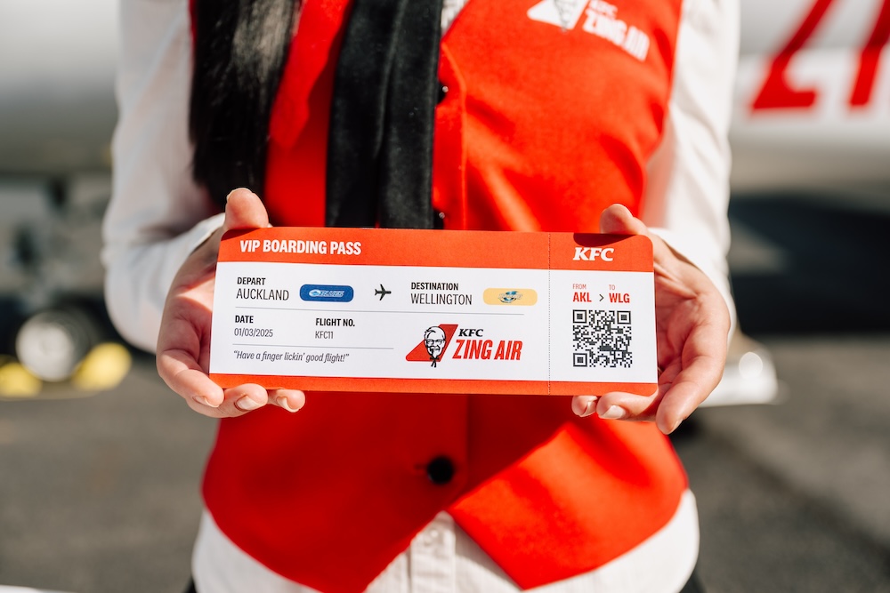 Kiwis take flight on KFC’s first Zing Air flight via Special PR, Stanley St, PHD, Drum and Culture