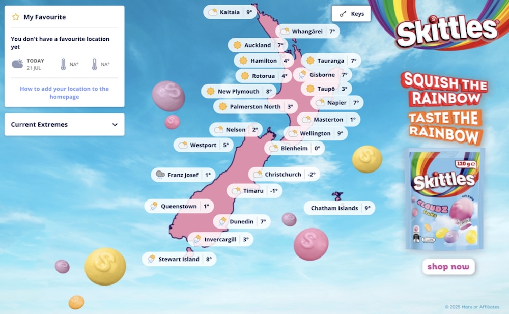 MARS launches new Skittles Cloudz with Met Service website and Britomart takeover