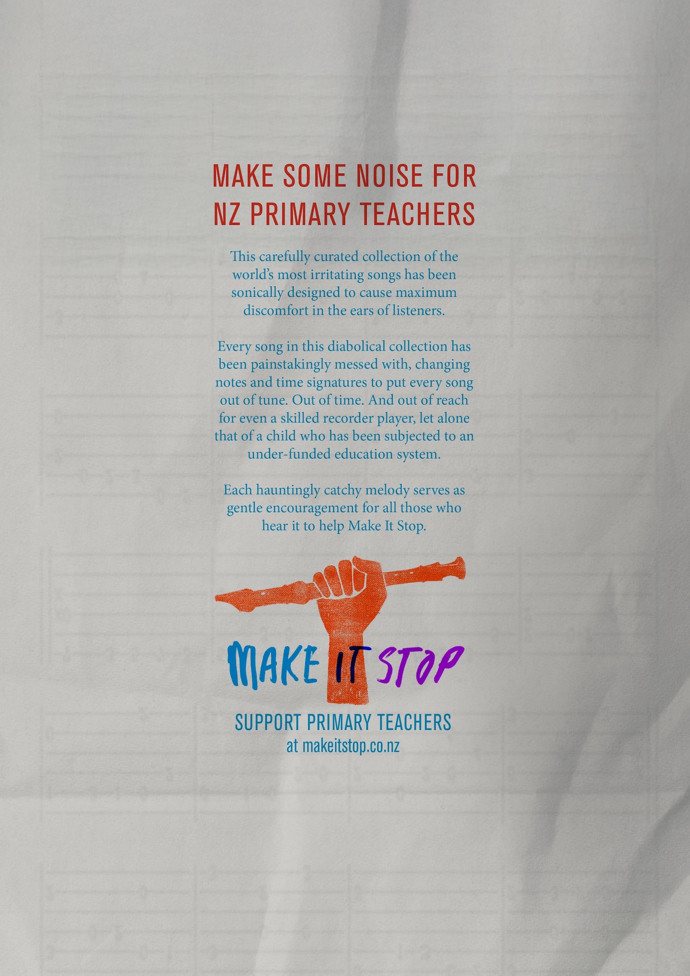 NZEI Te Riu Roa campaign threatens to send kids home with recorder homework via Bad Magic