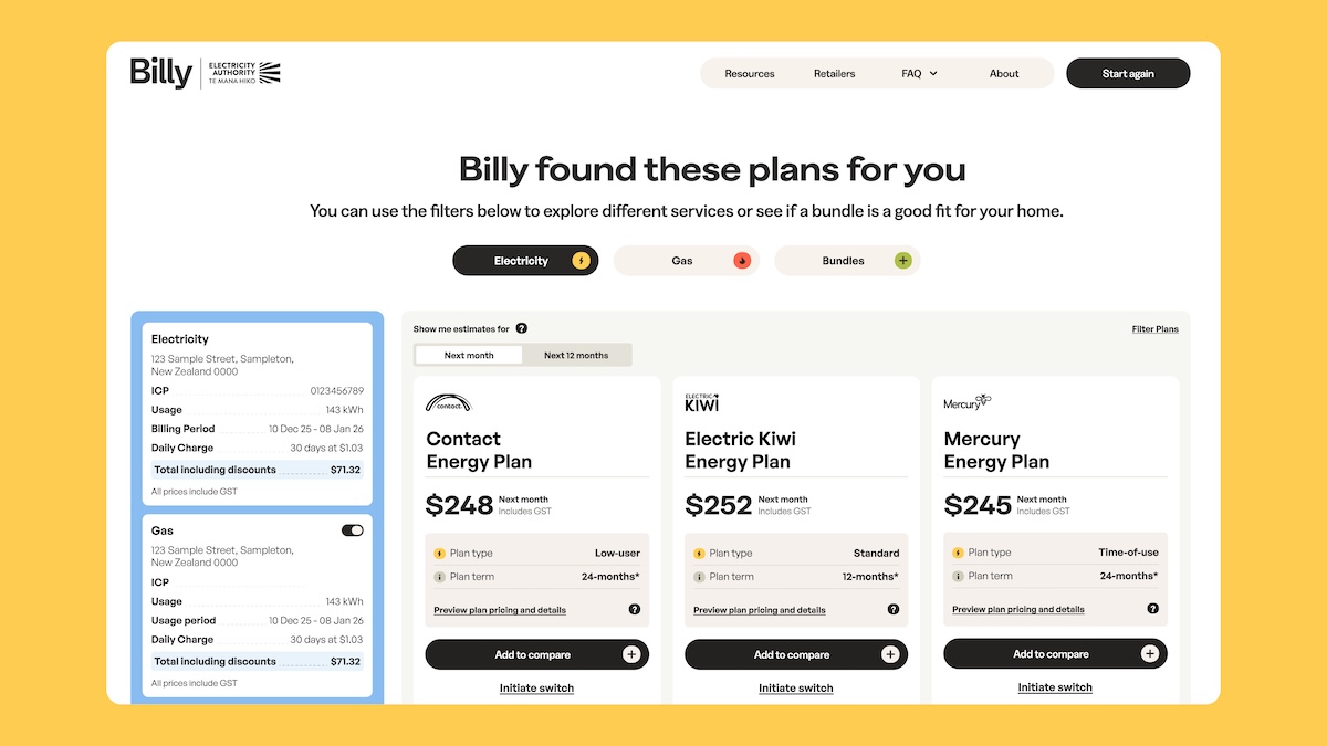 The Electricity Authority launches ‘Billy’ price comparison platform via Daylight